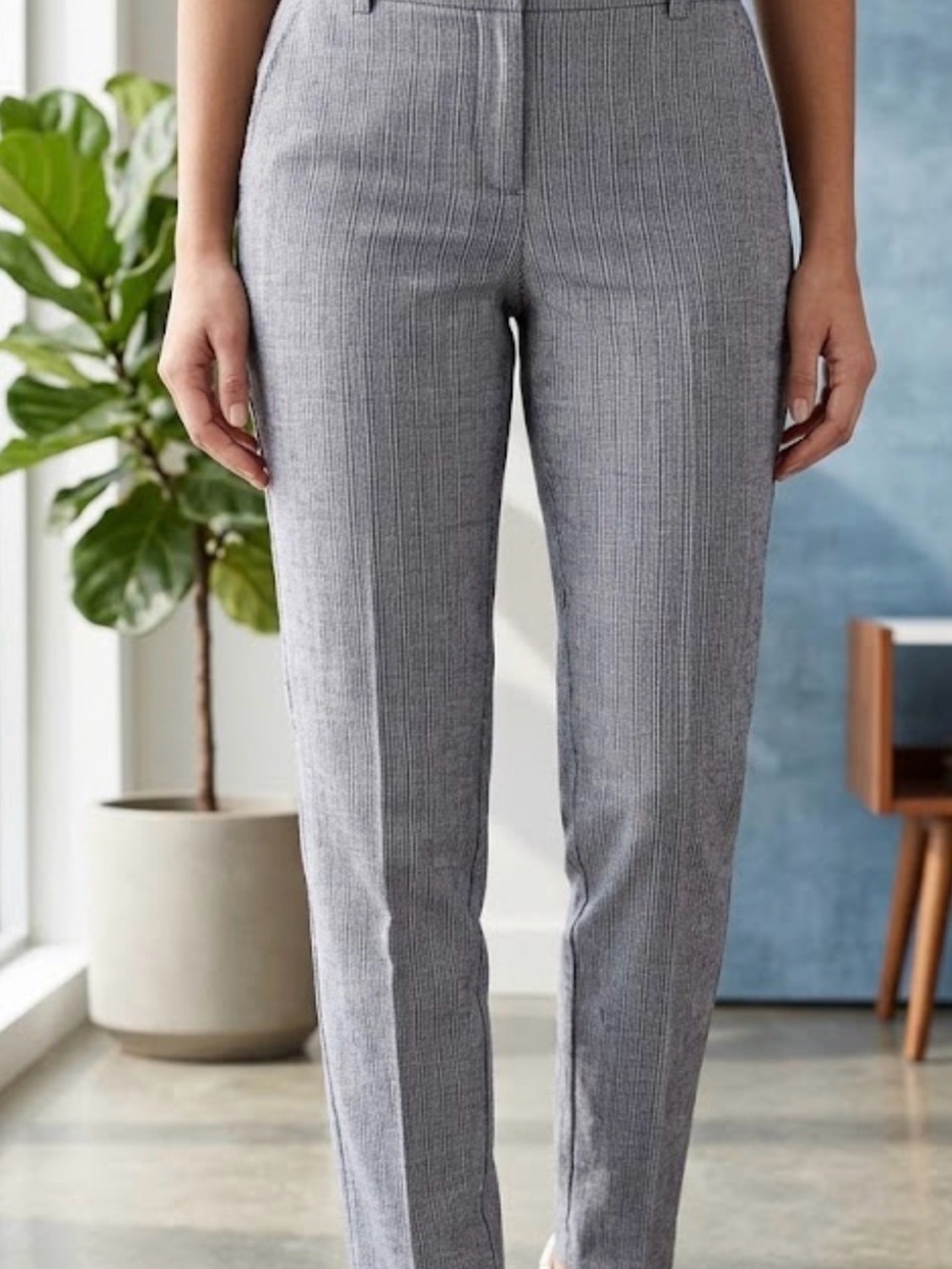 Active USA Gray Pinstripe Slim Trousers
